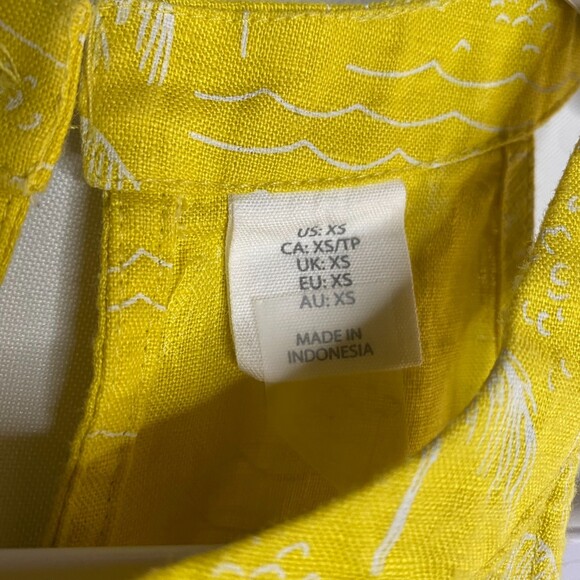C&C California Yellow 100%Linen Sundress Palm Tree Beach Print Hi-Lo Size XS - Picture 8 of 13